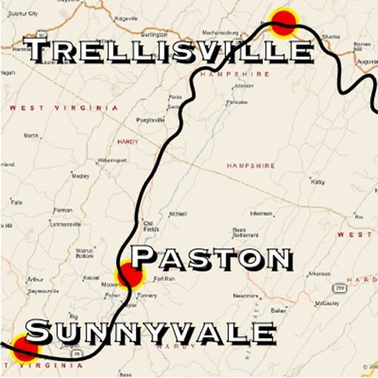 Paston Valley, WV, fictionalized map